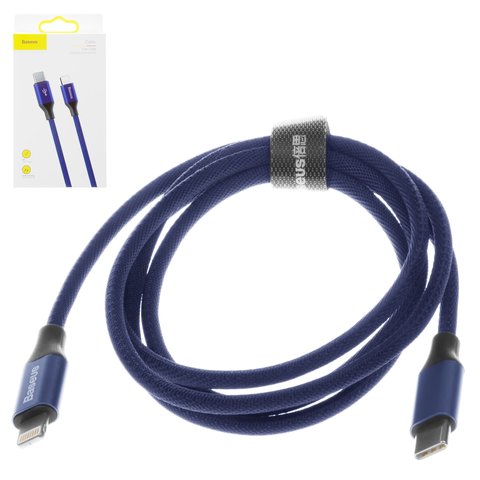 USB кабель Baseus Yiven, USB тип C, Lightning, 100 см, 2 A, синій, в нейлоновому обплетенні, Lightning до USB тип C, #CATLYW C03