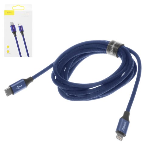 USB кабель Baseus Yiven, USB тип C, Lightning, 200 см, 2 A, синій, #CATLYW D03