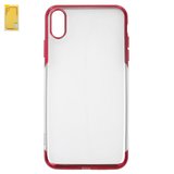 Чохол Baseus для iPhone XS Max, червоний, прозорий, силікон, #ARAPIPH65-MD09