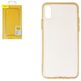 Чохол Baseus для iPhone XS, золотистий, прозорий, Dust Free, силікон, #ARAPIPH58-A0V