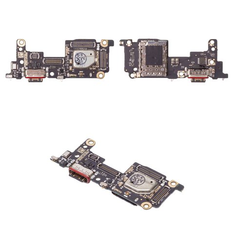 Шлейф для Xiaomi 12T, 12T Pro, конектора зарядки, з мікрофоном, з компонентами, з SIM конектором, плата зарядки