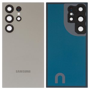 Задняя панель корпуса для Samsung S928 Galaxy S24 Ultra, серая, со стеклом камеры, titanium gray