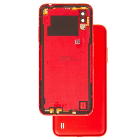 Housing Back Cover compatible with Samsung A015 Galaxy A01, red, with side button, with camera lens 