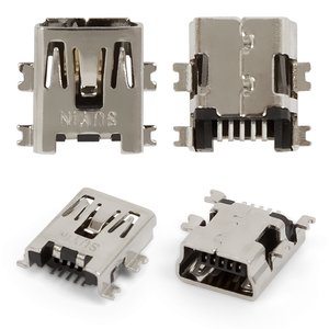 Коннектор зарядки для мобильных телефонов; автонавигаторов, 5 pin, тип 2, mini USB тип B
