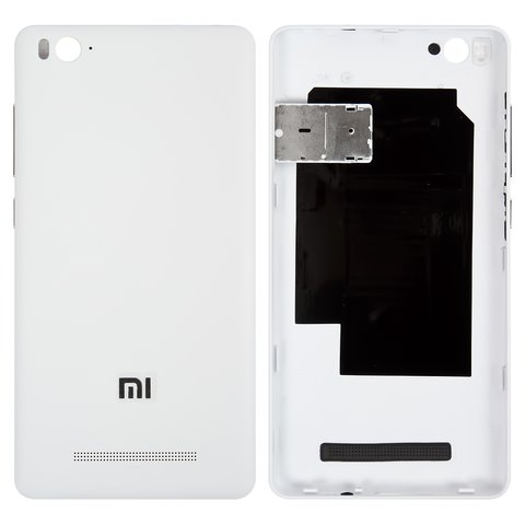 Housing Back Cover compatible with Xiaomi Mi 4c, white, with SIM card holder, with side button 