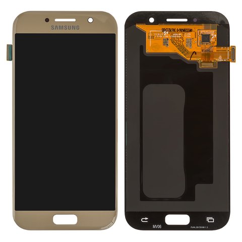 Дисплей для Samsung A520 Galaxy A5 2017 , золотистый, без рамки, Оригинал переклеено стекло 