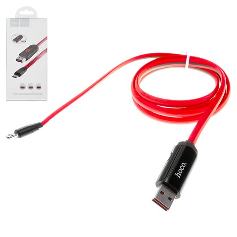 USB Cable Hoco U29, USB type A, micro USB type B, 100 cm, 2 A, red 