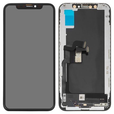 Pantalla LCD puede usarse con iPhone XS, negro, con marco, AAA, Tianma, TFT 