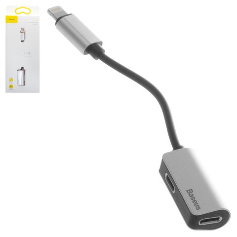 Adapter Baseus L37, Lightning to Dual Lightning 2 in1, doesn't support microphone , Lightning, silver, 2 A  #CALL37 S1