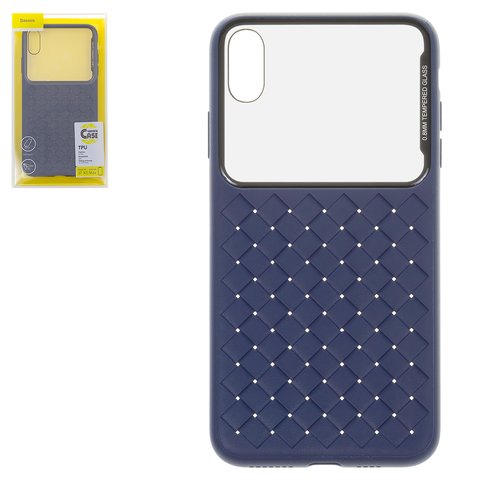 Case Baseus compatible with iPhone XS Max, dark blue, braided, plastic, glass  #WIAPIPH65 BL03