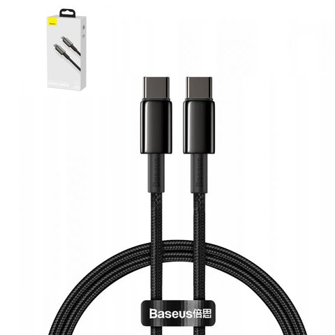 USB Cable Baseus Tungsten Gold, 2xUSB type C, 100 cm, 100 W, black  #CATWJ 01