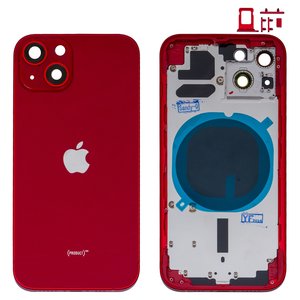 Housing compatible with iPhone 13, red, with SIM card holders, with side buttons, red 
