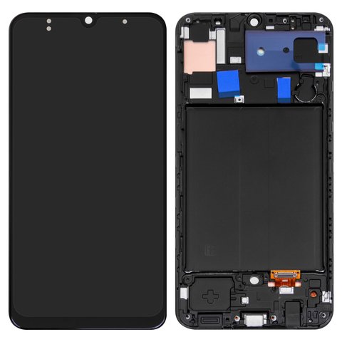 LCD compatible with Samsung A305 Galaxy A30, A505 Galaxy A50, A507 Galaxy A50s, black, with frame, High Copy, original LCD size, OLED  