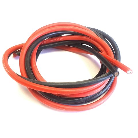Wire In Silicone Insulation 12AWG, 3,5 мм², 1 m, black, UL3135 