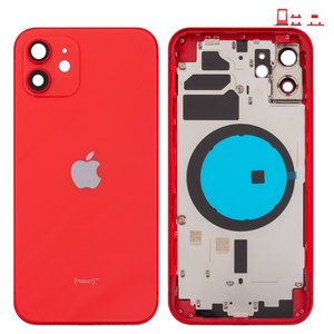 Housing compatible with iPhone 12, red, with SIM card holders, with side button, red 