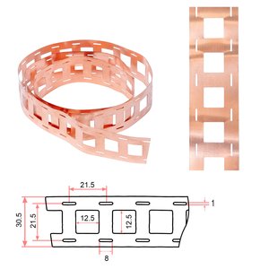 Cinta de cobre para soldar baterías 21700 2P, 0.2 mm, 21.5 mm, 1 m