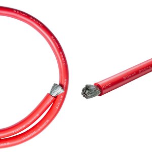 Провод в силиконовой изоляции 0 1AWG, 50 мм², 1 м, красный