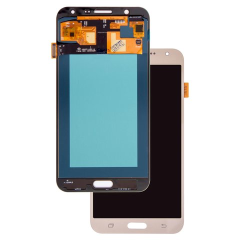 LCD compatible with Samsung J700 Galaxy J7, golden, without frame, High Copy, OLED  