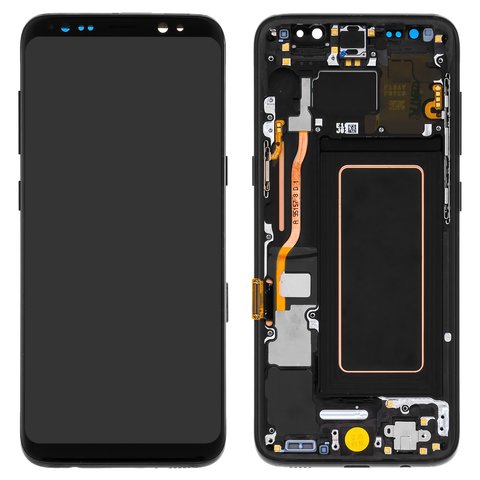 LCD compatible with Samsung G950 Galaxy S8, black, with frame, Original PRC , midnight Black, original glass 
