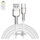 USB Cable Baseus Cafule Series Metal, (USB type-A, USB type C, 200 cm, 66 W, 6 A, white, silver) #CAKF000202