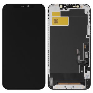 LCD compatible with iPhone 12, iPhone 12 Pro, black, with frame, AAA, TFT , JK 