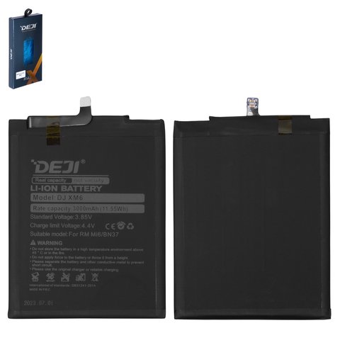 Battery Deji BN37 compatible with Xiaomi Redmi 6, Redmi 6A, Li ion, 3.85 V, 3000 mAh