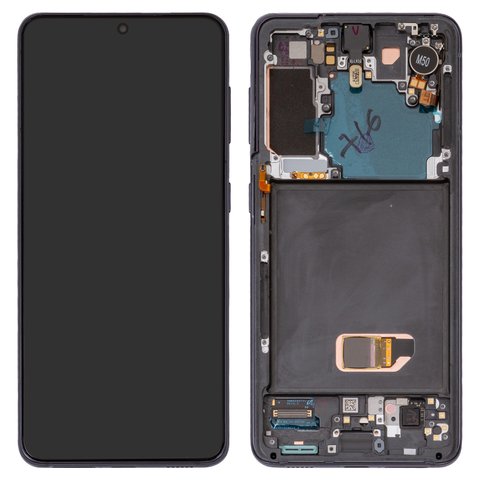LCD compatible with Samsung G991 Galaxy S21 5G, gray, with front camera, with frame, Original, service pack, phantom Gray, original glass  #GH82 24544A GH82 24545A GH82 27256A GH82 27255A