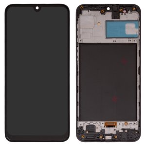 LCD compatible with Samsung M215 Galaxy M21, M305 Galaxy M30, M307 Galaxy M30s, M315 Galaxy M31, black, with frame, High Copy, with wide edge, OLED  