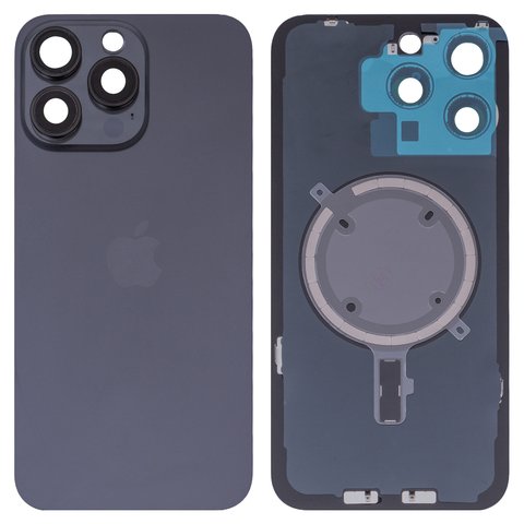 Housing Back Cover compatible with iPhone 15 Pro Max, black, with camera lens, PRC