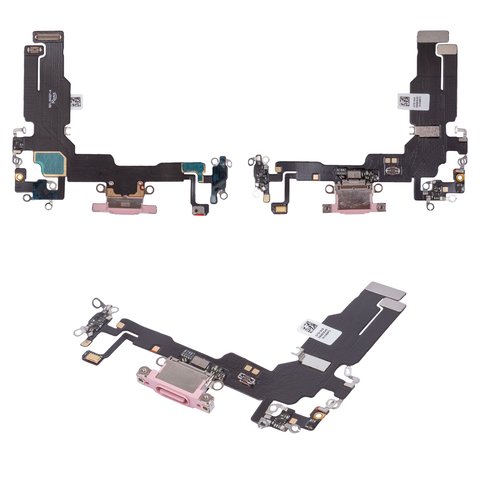 Flat Cable compatible with iPhone 15, charge connector, pink, with microphone, HC 