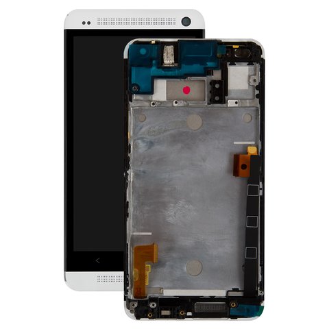 Pantalla LCD puede usarse con HTC One M7 Dual Sim 802w , blanco, con marco