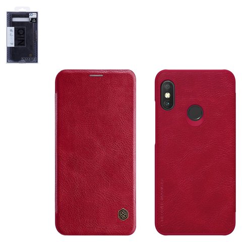 Funda Nillkin Qin leather case puede usarse con Xiaomi Mi A2 Lite, Redmi 6 Pro, rojo, libro, plástico, cuero PU, #6902048161214