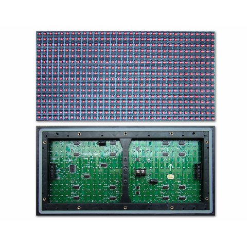 LED модуль для реклами P10 Red 320 × 160 мм, 32 × 16 точок, IP65, 2000 нт 