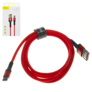 USB кабель Baseus Cafule, USB тип A, Lightning, 100 см, 2,4 А, червоний, в нейлоновому обплетенні, #CALKLF G09