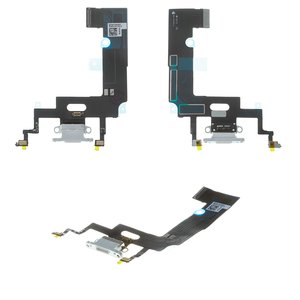 Шлейф для iPhone XR, коннектора зарядки, белый, с микрофоном, Original PRC 