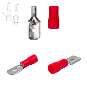 Конектор плоский MDD1.25 250, "тато", 6,3 мм, 0,5 1,5 мм², з частковою ізоляцією, червоний, 10 шт.