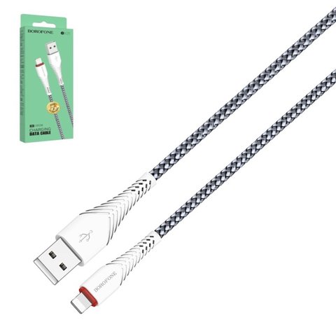 USB кабель Borofone BX25, USB тип A, Lightning, 100 см, 2,4 А, белый, #6931474703460