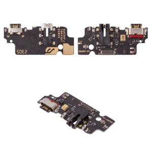 Шлейф для Umidigi A9 Pro, коннектора наушников, коннектора зарядки, с микрофоном, с компонентами, High Copy, плата зарядки