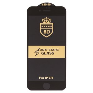 Защитное стекло ESD 6D для Apple iPhone 7, iPhone 8, совместимо с чехлом, Full Glue, Anti Static, без упаковки , черный